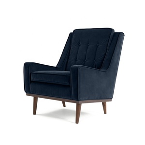 Super blu velluto alto accento poltrona alta di fascia alta mobili per la casa con gambe in legno per soggiorno e camere da letto - Product Image 1