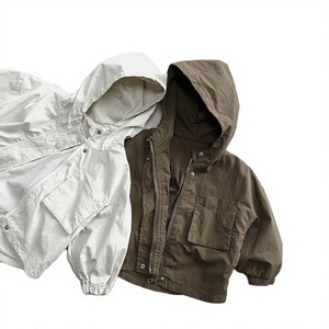 Veste coupe-vent matelassée à capuche pour enfants, motif écossais, fermeture éclair, teinte unie, anti-plis, collection automne garçons et filles - Product Image 4