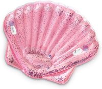 Pelampung Renang Tiup Model Kerang Pink, Alas Santai Apung untuk Kolam Renang, Tikar Pantai untuk Pesta Air Luar Ruangan Musim Panas