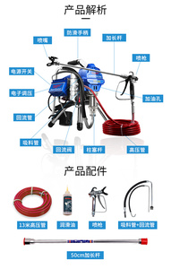 <span class=keywords><strong>Pistolet</strong></span> de pulvérisation électrique sans air professionnel TUGPT495 220V avec moteur sans balais haute efficacité pour la couverture des murs intérieurs/extérieurs - Product Image 6