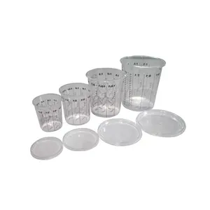 Custom Transparent Auto Paint Plastic Measuring Cup With Lids Scale 680ML