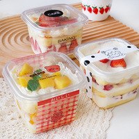 Boîte à gâteaux en plastique transparent carrée écologique en gros pour fruits, pouding, crème glacée, desserts
