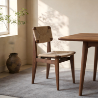 Chaise de salle à manger mobile en bois massif, design minimaliste décontracté, chaise de bureau tressée de luxe léger pour B&B, restaurants, mobilier de maison