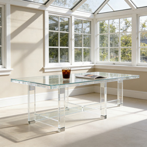 <span class=keywords><strong>Table</strong></span> <span class=keywords><strong>basse</strong></span> rectangulaire en acrylique de luxe, design moderne et durable, aspect verre trempé, pour le salon - Product Image 2
