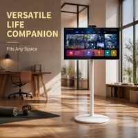 Téléviseur intelligent portable de 32 pouces avec support mobile, Android 14, 6 Go, 128 Go, tablette TV sans fil pour la maison, le bureau et l'affichage commercial