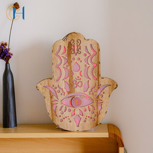 Lámpara de Madera <span class=keywords><strong>Hamsa</strong></span> Personalizable para Marcas, Etiqueta Privada, Exportación B2B, Solución de Decoración de Hogar de Lujo - Product Image 2