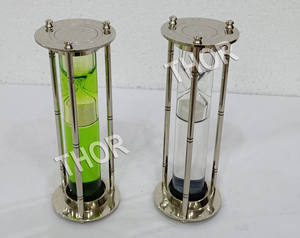 Horloge sablier ronde moderne en verre Base en acier à collectionner avec affichage des minutes pour la décoration de la gestion du temps - Product Image 3