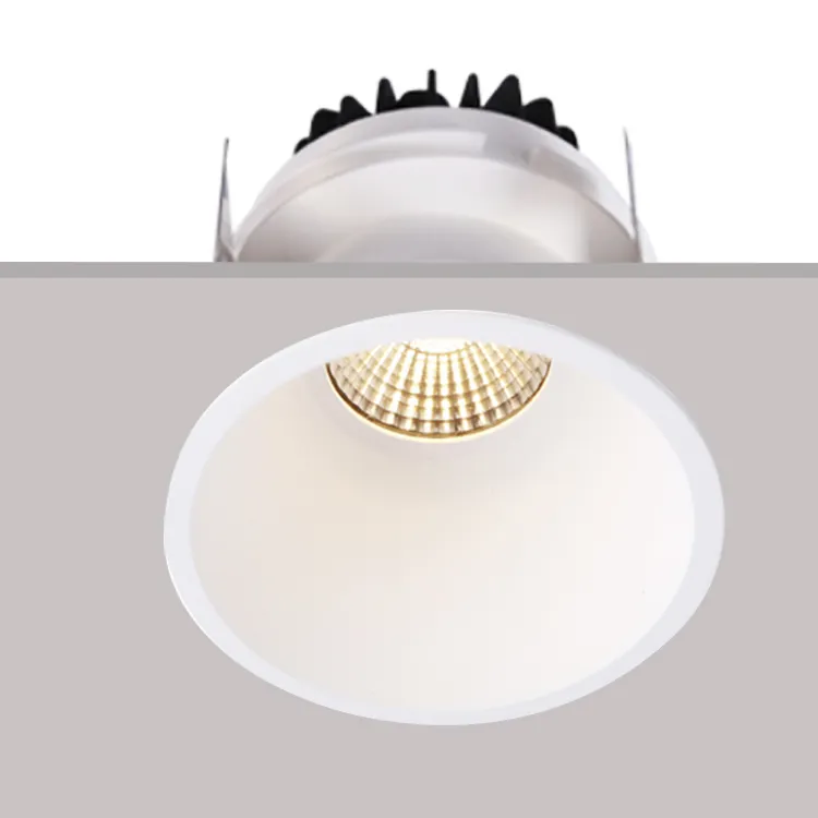 10W Design Aluminum Alloy Anti-Glare Cob Lighting Bathroom Dimmable Trimless Downlight Ip54 Led Deep Ceiling Recessed Light