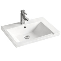 Articles sanitaires en céramique d'usine OEM/ODM Évier de salle de bain Lavabo Surface solide Évier à linge monotrou Évier suspendu au mur pour salle de bain