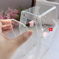 Caja de cría de alta calidad para insectos pequeños y reptiles, terrario acrílico con forma de ataúd para tarántulas y arañas saltadoras, cuadrado de Halloween