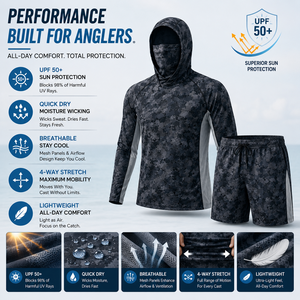 Camisas de Pesca Personalizadas al por Mayor, <span class=keywords><strong>Manga</strong></span> Larga, Protección UV, Camisa de Pesca con Capucha, UPF 50+, Máscara Facial Integrada - Product Image 3