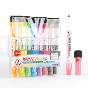 GXIN G-208CL 8 Farben trocken abwisch bare Marker schreiben reibungslos Board Marker stabile Qualität mit Magnet Radiergummi Whiteboard Marker Stift