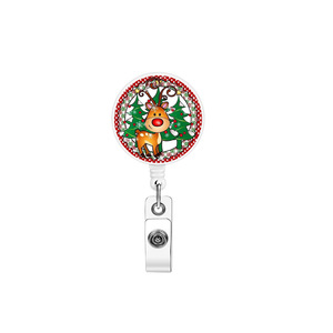 Porte-badge rétractable transfrontalier Père Noël, monstre vert renne avec clip dorsal, cadeau chapeau de Noël - Product Image 5