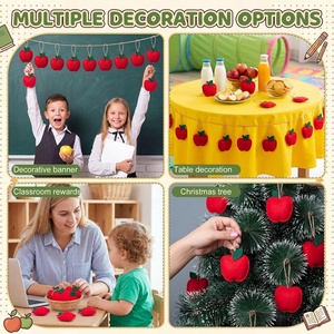 Paquete de 24 Adornos de Manzanas de Fieltro para Árbol de <span class=keywords><strong>Navidad</strong></span>, Decoraciones Colgantes de Manzanas Rojas para Tableros de Anuncios de Bienvenida del Primer Día de Clases - Product Image 6
