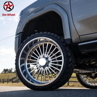Jantes forgées polies à rayons larges DW 20, 22, 24, 26 pouces avec jante Halo et rebord large, compatibles avec les camions Workhorse et GMC Sierra 1500 2500