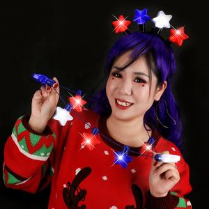 EE. UU. Cuatro DE JULIO <span class=keywords><strong>LED</strong></span> rojo, blanco y azul estrella luces intermitentes patriótico collar iluminado para fiesta - Product Image 4