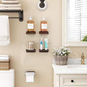 Estantes Flotantes de Pared de Acero y Madera de Estilo Rústico Industrial de <span class=keywords><strong>4</strong></span> Niveles y 5 Pulgadas para Pascua, Cumpleaños, Dormitorio, Sala de Estar, Cocina, Baño - Product Image 4