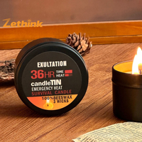 Bougie de survie portable ZT-067 à 3 mèches en cire d'abeille, 36 heures d'autonomie, fournitures essentielles de survie en cas d'urgence en extérieur