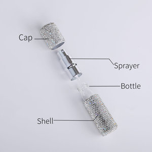 Flacone di Profumo Cilindrico con Diamanti e Decalcomania Effetto Ghiaccio, Spray Sottovuoto 10ml, Mini Dispenser <span class=keywords><strong>da</strong></span> Viaggio per Makeup - Product Image 6