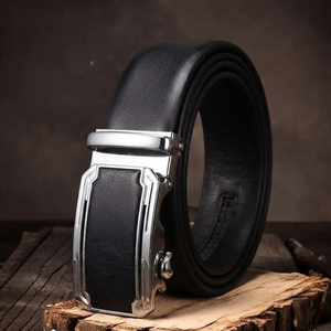 Ceinture en cuir véritable pour homme avec boucle à ardillon en cuivre, accessoire de ceinture formel, décontracté ou habillé - Product Image 5