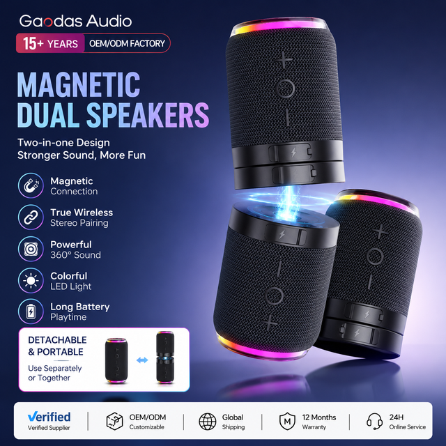 OEM BT Speaker Manufacturer G369 Magnetic TWS Speaker with RGB Lights Portable Wireless Stereo Speaker