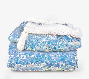 Factory Customable Christmas Ombre Sequin Fleece Throw Warm Sherpas Blankets For Winter Plush Gifted Blankets