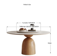 Runder Tisch Cream Style Haushalt mit Plattenspieler Italienischer minimalisti scher Designer Massivholz Light Rock Plate Esstisch