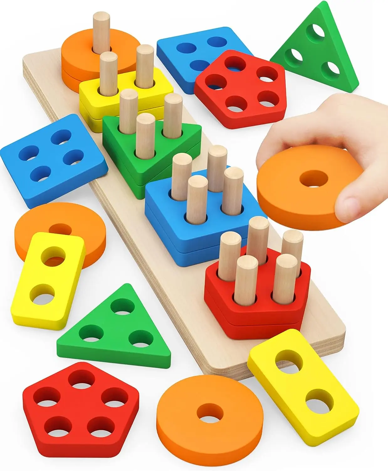Giocattoli Montessori per bambini da 1 a 3 anni bambini bambini piccoli riconoscimento a colori Stacker forma Sorter giocattolo in legno puzzle regalo