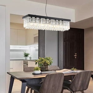 Lustre rectangulaire en cristal doré E26 LED 3500K blanc chaud, hauteur réglable, Ra90 CRI, luminaire suspendu pour salon, haute luminosité - Product Image 5