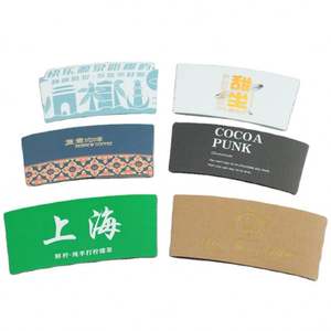 Manchons personnalisés jetables biodégradables imprimés en papier kraft brun pour gobelets à café chauds - Product Image 3