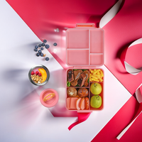 Boîte à lunch en plastique à 4 compartiments pour nouveau-nés et enfants, conteneurs divisés, ouverture facile, micro-ondable, boîte à lunch scolaire