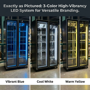 <span class=keywords><strong>Réfrigérateur</strong></span> à boissons vertical à double porte vitrée, cadre en alliage d'aluminium, largeur 600 mm, 4 étagères, affichage LED, <span class=keywords><strong>réfrigérateur</strong></span> numérique - Product Image 2