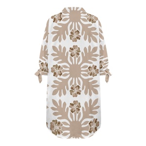 Camicie da spiaggia con bottoni floreali personalizzate a forma di foglie tropicali con stampa hawaiana per donne bianche Cardigan <span class=keywords><strong>Kimono</strong></span> lungo per costumi da bagno taglie forti - Product Image 6