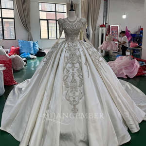 Vestido de Novia de Lujo Mc036, Corsé con Cuentas Plateadas, Vestido de Princesa de Satén, Apliques de Encaje, Cola Larga, Jancember - Product Image 3