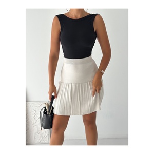 Jupe plissée en tricot à taille élastique pour femme, taille standard, longueur 50 cm - Product Image 5