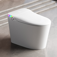 WC intelligent en céramique multifonctionnel à poser au sol avec capteur de pied automatique, télécommande, siège chauffant, S-trap