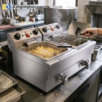 Friteuse électrique commerciale double en acier inoxydable pour comptoir, machine à frites et corn-dogs pour restaurant