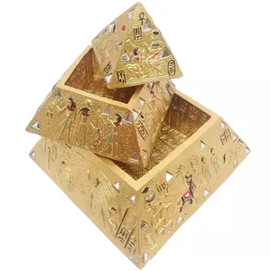 מותאם אישית שרף זהב צבע תכשיטי קופסא מתנה סיטונאי בעבודת יד גמיש מצרית פירמידת גיבוב אוצר מיכל תכשיטי תיבה