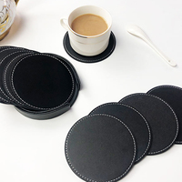 Ensemble de sous-verres en cuir PU, avec surpiqûres à l'huile, résistants à la chaleur, double face, logo personnalisé, anti-brûlure, pour la maison et le bureau