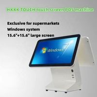 Système de caisse enregistreuse 15 pouces avec lecteur QR à double écran Imprimante 58mm Pos Supermarché Restaurant Café Pos