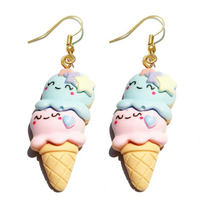Boucles d'oreilles en résine pour femmes, pendantes mignonnes et amusantes pour filles, cadeau pour enfants, nourriture, biscuits, crème glacée, pain, avocat, pop-corn, chocolat