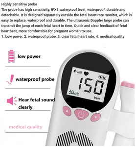 Équipement médical <span class=keywords><strong>Doppler</strong></span> fœtal rechargeable, échographie portable, détecteur de rythme cardiaque fœtal pour femmes enceintes, soins à domicile - Product Image 2
