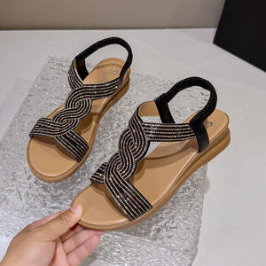 Sandalias de verano de una sola tira de seda satinada, sandalias de tacón alto estilo europeo, elegantes y modernas sandalias de tacón grueso para mujer - Product Image 3