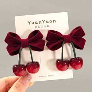 2026 Meilleures ventes Épingle à cheveux cerise rouge élégante et charmante, luxe léger, pour femmes, bijoux de mode, vente en gros - Product Image 4