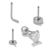 Boucles d'oreilles clous en forme de cœur et de nœud en zircon coloré plaqué or 18 carats Zuola, avec fermoir à vis, pour fille