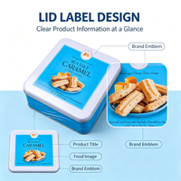 Boîte en fer blanc carrée personnalisée de qualité alimentaire pour biscuits, bonbons, pâtisseries, gâteaux et bougies – Vente en gros