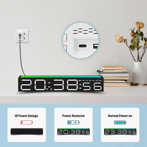 Horloge de table numérique multifonctionnelle avec alarme intelligente, température et humidité, écran LED RVB grand format, veilleuse - Product Image 4