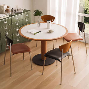 <span class=keywords><strong>Chaise</strong></span> de salle à manger vintage italienne minimaliste en bois massif nordique rétro avec rembourrage doux, meubles de maison pour salon, café - Product Image 4