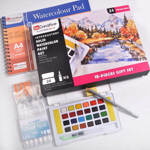 BeCreative – Kit de Peinture à l'<span class=keywords><strong>Aquarelle</strong></span> Solide 24 Couleurs Personnalisables, <span class=keywords><strong>Prix</strong></span> de Gros, avec Pinceau à Eau et Bloc de Dessin - Product Image 1