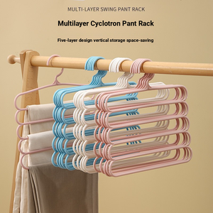 5 Tier Eco-Friendly Space Saving <strong>Multi</strong> Functional Plastic Pants Rack Trouser <strong>Hanger</strong> for Kitchen &amp; Living Room - Product Image 2